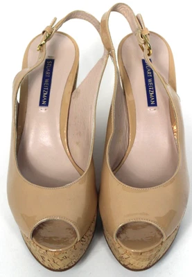 Stuart Weitzman Womens 8.5 Cork Platform Wedge Beige Adjustable Shoes Sandals - Image 1 of 4