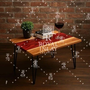 Handmade Epoxy River Tabletop – Natural Wood with Resin - Picture 1 of 9