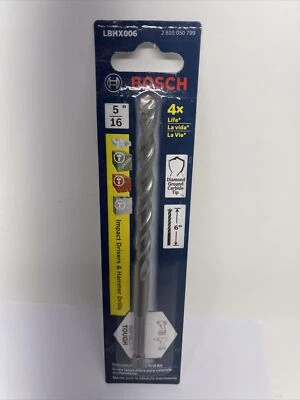 BOSCH IMPACT TOUGH  5/16" X 6" HEX CONCRETE/MASONRY DRILL BIT NEW - Image 1 of 4