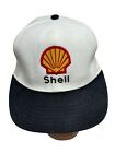Vintage lata 90. Shell Racing Hat Cap Biała klamra Spellout Duże logo USA 6 paneli
