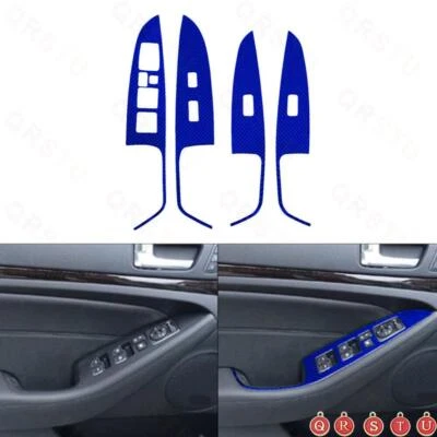 4Pcs Blue Carbon Fiber Door Window Control Cover Trim For KIA Cadenza 2014-2016 - Imagem 1 de 4