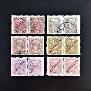 Postage stamps 1918 Elephants Overcharged Centavos Mozambique hitch set 6 G/VG *