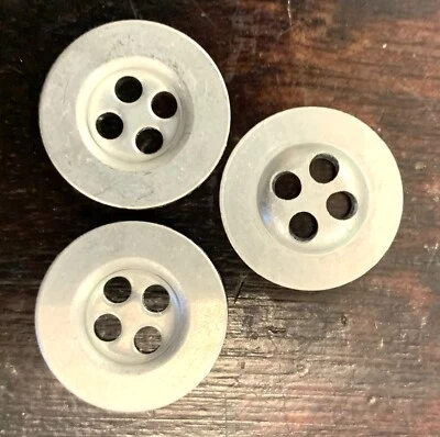 18mm Brushed Silver Round Metal 4 Hole Buttons Jacket Coat Military 4pcs - Image 1 of 4