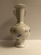 Vintage Ceramic White and Flowers Mantle Vase w/ Engraved "322" on Bottom