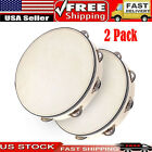 2 Pack 8' Wood Tambourine Single Row Jingles Band Percussion Musical Instrument