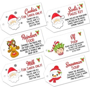 Christmas Labels Magic Reindeer Food Santas Key Milk Snowman Soup Elf Poop Tags
