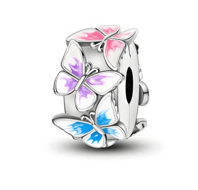 Charm Anhänger für Armband Schmetterlinge blau, lila, pink Silber Geschenkidee - Bild 1 von 2