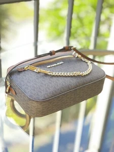 Michael Kors Crossbody Messenger Bag Handbag Shoulder Purse MK Signature Brown - Picture 1 of 12