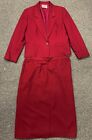 Vintage PENDLETON Womens Wine Cranberry Virgin Wool Matching Skirt Suit Size 10