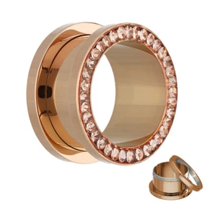 Treuheld® - Flesh Tunnel - Rosegold - Kristalle Pfirsichfarben (5528) - Picture 1 of 15