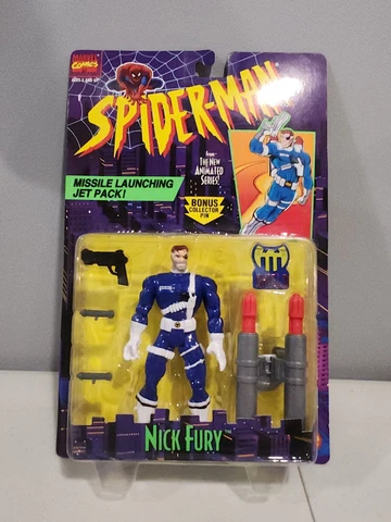 SPIDER-MAN ANIMATED SERIES "NICK FURY" 5" Action Figure Marvel TOY BIZ 1995 NEW Cover