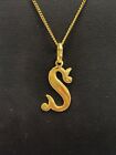 9ct 9k Yellow Gold Old English Font Initial S Charm Pendant. Brand New