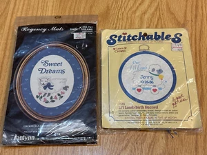Stitchables 7555 Li'l Lamb Birth Record & Janlynn 50-747 w/Frames Baby Decor - Picture 1 of 2