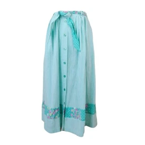 De Colección Napa Valley Petites Falda Verde Guinga Floral Botón Bolsillos Frontales Midi S - Imagen 1 de 9