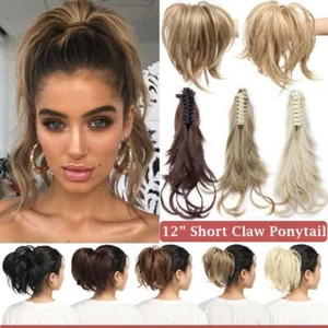 Lady Messy Bun Updo Ponytail Thick Claw On Pony Tail Clip in Hair Extensions NEW - Picture 1 of 28