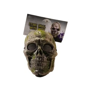 Stone skull with moss, Adult Halloween mask NWT Mesh eyes - Picture 1 of 3