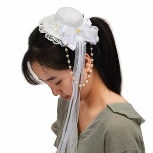 Lolita Girls Hairclip Hairpin Vintage Women White Lace Bowknot Floral Ribbon