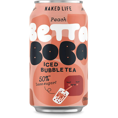 Naked Life Betta Boba Peach Iced Bubble Tea Can 315ml • 7$