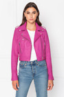 Womens pink Biker Leather Jacket Motorcycle Soft Premium Sheepskin100%Handmade