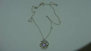 VINTAGE FINLAND SALOVAARA STERLING SILVER NECKLACE PENDANT AMETHYST C.1950-1988  - Picture 1 of 5