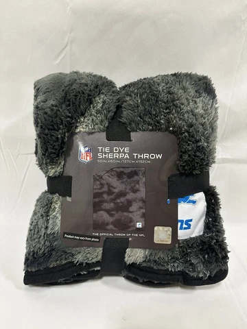 NFL Detroit Lions Sherpa Throw Blanket 50"x60" Black Tie Dye - Brand New Cover