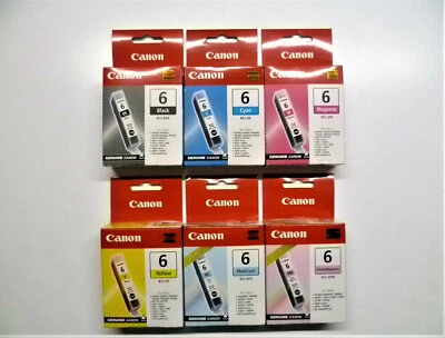 6 x original Canon Set BCI--6BK BCI-6C BCI-6M BCI-6Y BCI-6PC BCI-6PM   - Image 1 of 2
