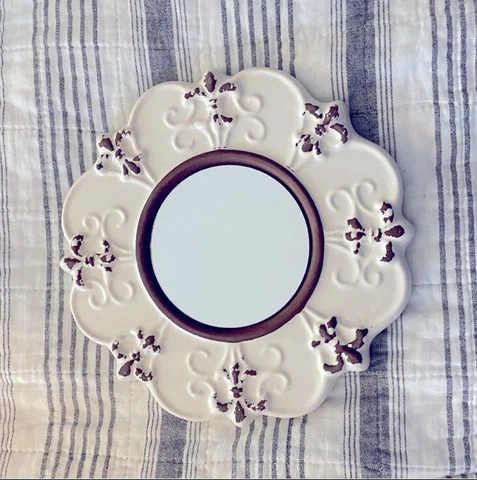 Vintage Distressed Ceramic Hanging Wall Mirror Cover