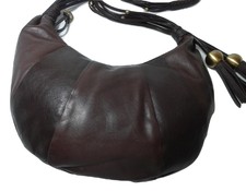 Maxximum Leather Shoulder Bag Cross Body Purse Half Moon Shape Brown