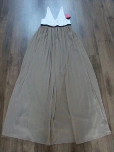 MRS FOXWORTHY Maxi LONG KLEID 38 M Hängerchen NP 159 € weiß taupe lang NEU - Bild 1 von 9