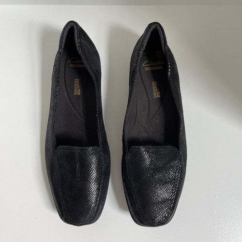 Piatti slip on Clarks neri scintillanti taglia 10 M