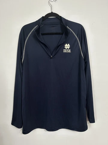 Colosseum Athletics Blue Quarter Zip Long Sleeve Shirt Notre Dame ND Men's Large Cover