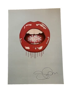 Sara Pope "Snowflake" signed light blue print - Picture 1 of 2