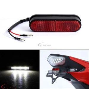 Motorcycle Mini LED Rear Tail Light Universal License Plate Lamp w/Red Reflector - Picture 1 of 11