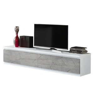 MF Mobile Porta TV Roma Bianco/Marmo Oro Laccato Lucido 4 Ante 220 x 50 x h45 cm - Foto 1 di 5