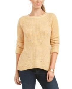 NWT! Style&Co Golden Yellow Marled-Knit Pointelle LS Sweater Women's Petite size - Picture 1 of 1