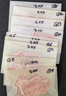 EDW1949SELL : USA 1913 Scott #Q1-Q9. 20 sets Used. Minor faults. Catalog $1,272. - Image 1 of 4