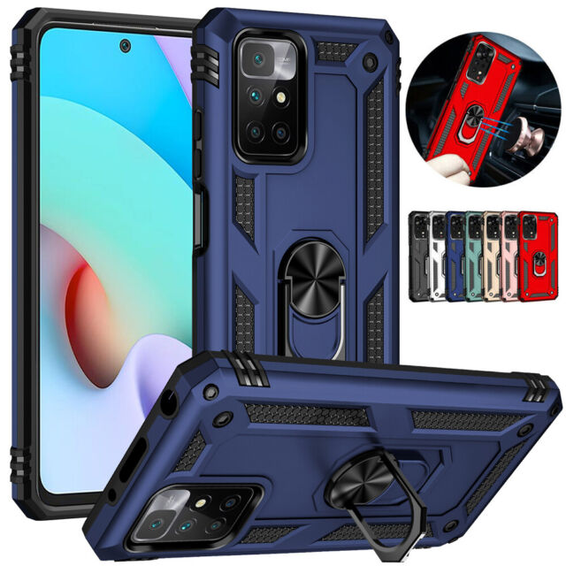 Funda para Xiaomi Redmi Note 8 Pro, funda de armadura transparente con  soporte magnético para anillo de dedo y protector de pantalla de vidrio