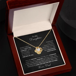 To My Daughter Necklace, Gift for Daughter from Dad, Love Knot Necklace - Picture 1 of 8