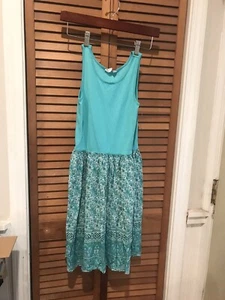 Gap Kids Print Dress Girls Size 14-16 Xxl Mixed Fabric Water Garden Green Pretty - Picture 1 of 4