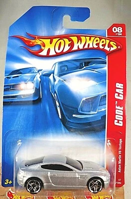 Hot Wheels #92 Code Car 2007 8/24 Aston Martin V8 Vantage variante plateada con Pr5 Sp Foto 1 de 4