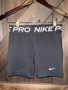 Nike Pro Girls Sz XL dri fit spandex shorts Compression Black EUC 5” - Picture 1 of 3