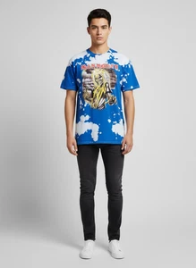 Iron Maiden T-Shirt Unisex Small Blue White Graphic Print Round Neck Short Sl... - Picture 1 of 8