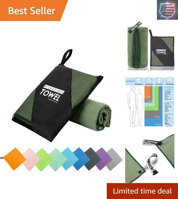 Toalla de microfibra verde militar súper absorbente - compacta 24x48 para viajes y deportes Foto 1 de 4