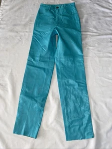 Michael Hoban North Beach Women's Teal Studded Leather Pants Women’s Size 6 - Picture 1 of 14