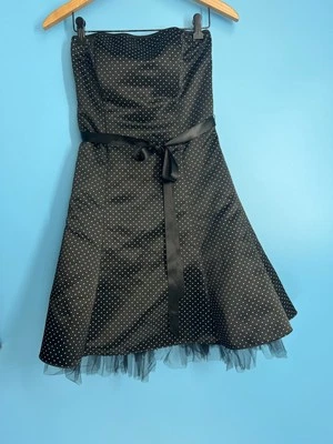 Jessica McClintock for Gunne Sax Strapless Tulle Black White Polka Dot Dress 5/6 - Image 1 of 4