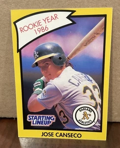 TARJETA DE ALINEACIÓN INICIAL JOSE CANSECO 1990 KENNER "AÑO NOVATO" - A'S (SIN ESTADÍSTICAS) - Imagen 1 de 2