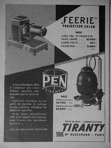 PUBLICITÉ 1955 TIRANTY FEERIE PROJECTEUR 24x36 AVEC OBJECTIF ET PASSE VUE - PEN - Imagen 1 de 1