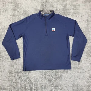 Chevron Gas Felpa Uomo Blu Medio 1/4 Zip Dipendente Meccanico Equipaggio - Foto 1 di 13