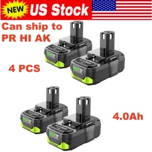 4 PCS 4.0Ah 18V Rechargeable Replacement Battery For RYOBI P100 P200 P206 P210 - Picture 1 of 7