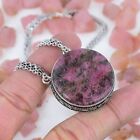 Outstanding Rhodonite 925 Silver Plated Handmade Necklace Of 16" Ethnic
